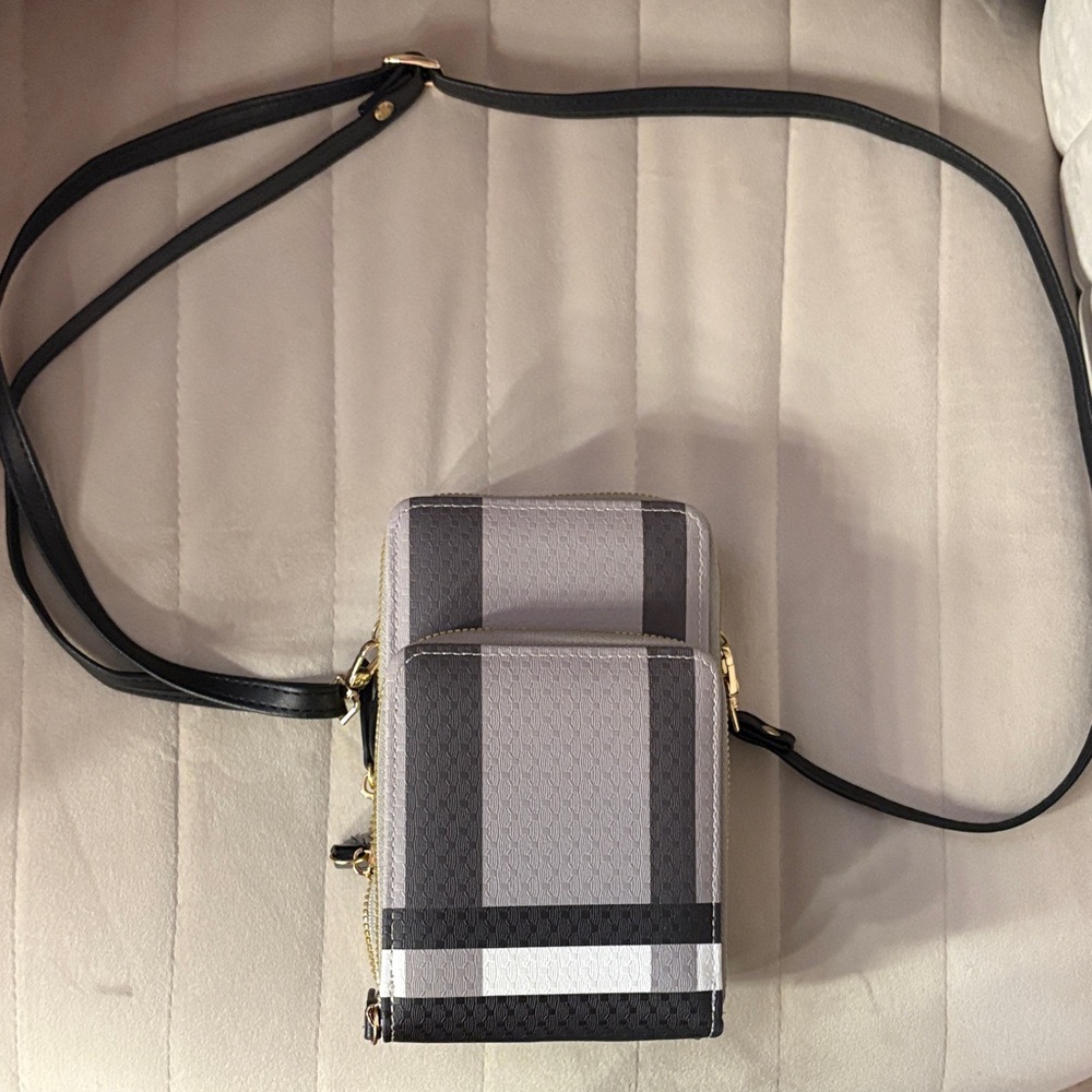 Stylish Gray and Black Crossbody Bag